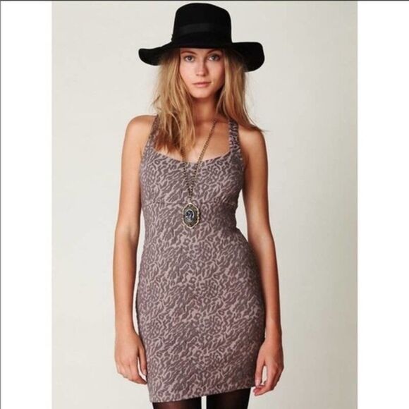 Free People Pink Gray Empire Waist Mini Dress - Picture 1 of 6